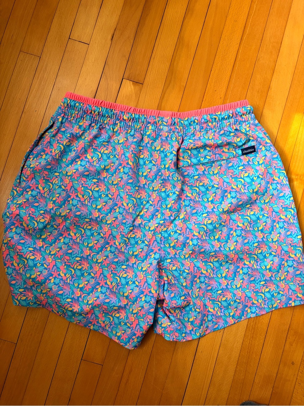 chubbies Pink and Blue Tropical Floral Swim Trunks - Picture 4 of 5